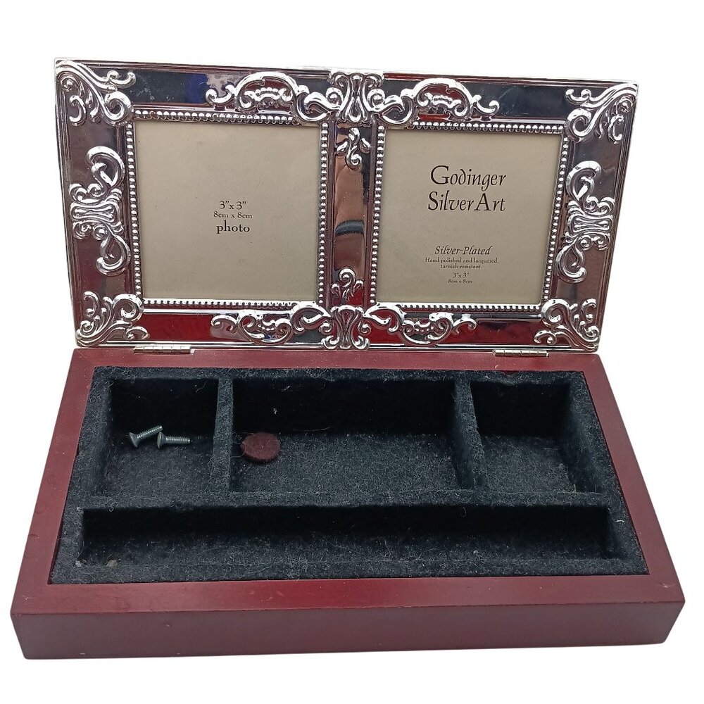 Silver-Plated Jewelry Box & Double Photo Frame By Godinger Silver Art